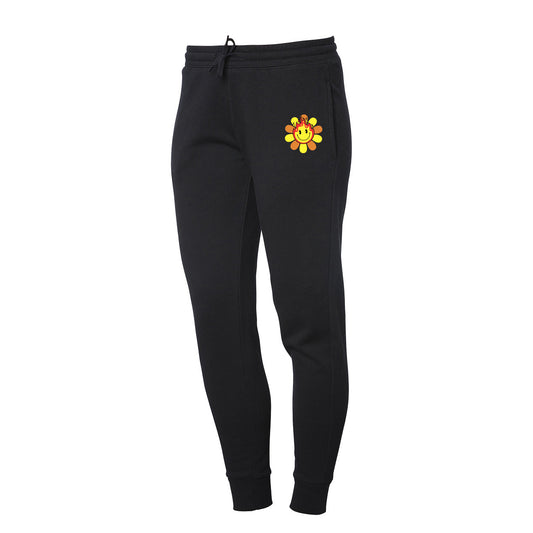 Space Flower - Womans Fleece Pants (black)